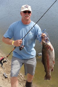 Russ Car of Canyon Lake caught a 12 pound 5 ounce trout, which landed him 1st place in the Big Okuma Lightning Trout Tournament